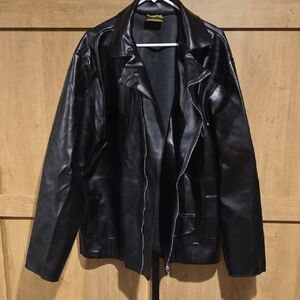 (J52) Men's Black Faux Leather Jacket Sz XXL